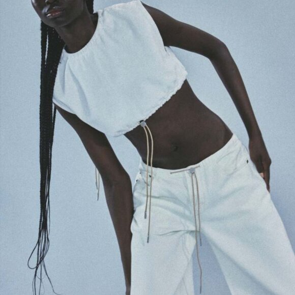 NWOT$285 Still Here Cool  Low-Rise Wide Legs Jeans - Cloud BLUE Sz29 - Picture 6 of 8